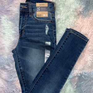 Aeropostale Dark Wash Distressed High Rise Jeggings NWT